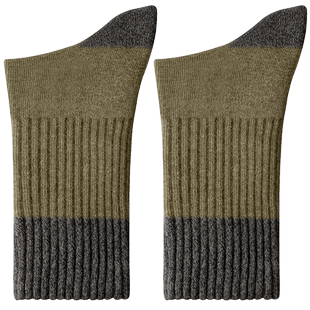 袜子男士秋冬季100%纯棉纱线毛圈加厚加绒保暖冬款中筒袜毛巾长袜