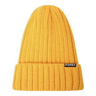 Riorex帽子女秋冬针织帽加绒保暖毛线帽黄色冷帽男潮韩版包头帽