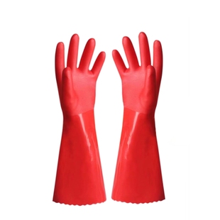 秋冬保暖手套加绒一体绒洗碗加厚厨房耐用女士家务手套橡胶加长款