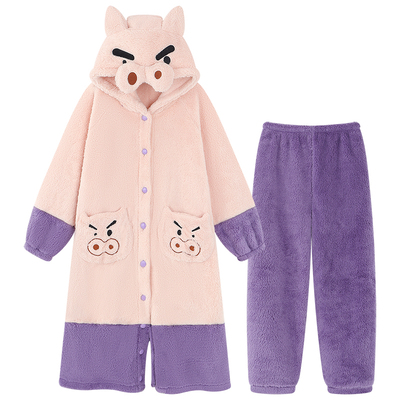 左卫门连体睡衣女冬季珊瑚绒