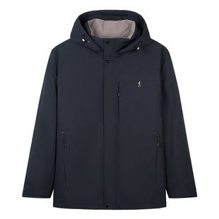 才子石墨烯连帽棉服男2025冬季新款高端加厚保暖休闲短款棉衣外套