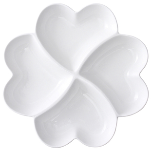 纯白陶瓷创意猫咪儿童餐盘蝴蝶分餐盘子点心坚果分格干果水果菜盘