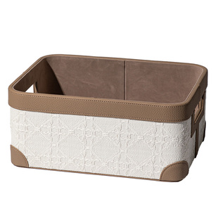 ideaco高级感皮革收纳筐法式桌面储物浴室柜衣物零食置物收纳盒