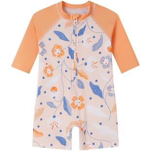 英氏儿童连体泳衣女宝宝防晒UPF50+短袖泳装男童女童夏季婴儿新款