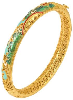 非遗花丝千里江山珐琅彩纯银手镯