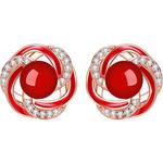 999纯银红玛瑙耳钉女999足银s999纯银红色耳饰耳环女士秋冬高级感