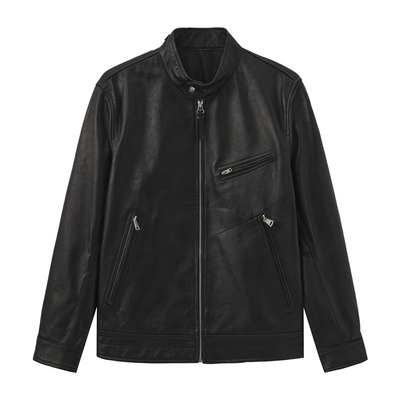 B1BDF4F06鸟家秋冬季新款立领休闲机车服绵羊皮真皮皮衣夹克外套