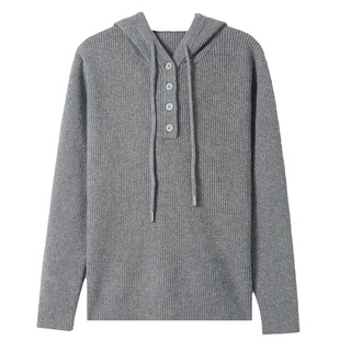 春秋短款连帽毛衣女秋冬2026新款宽松带帽上衣减龄羊绒针织打底衫