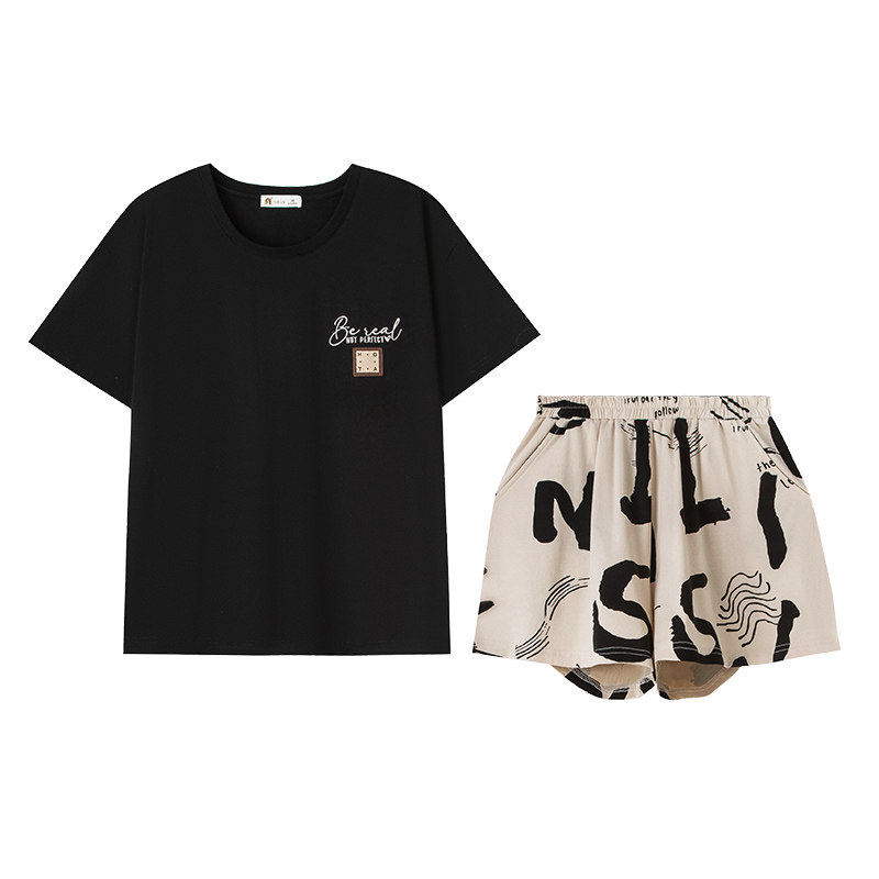 妮狄娅夏季柔软棉简约圆领家居服