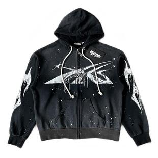 Hellstar Studios Zip Up Hoodie 拉链洗水纯棉连帽卫衣
