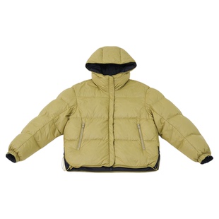 Basic House/百家好90鸭绒两面穿连帽羽绒服女冬季宽松保暖短外套