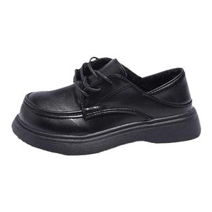 儿童皮鞋黑色2025秋冬新款女童英伦风百搭演出鞋加绒保暖棉鞋冬季