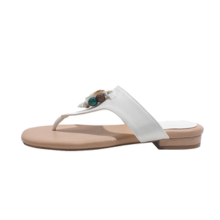 真皮~骄屿法式人字拖夹趾拖鞋女夏外穿凉鞋2026新款一脚蹬凉拖鞋