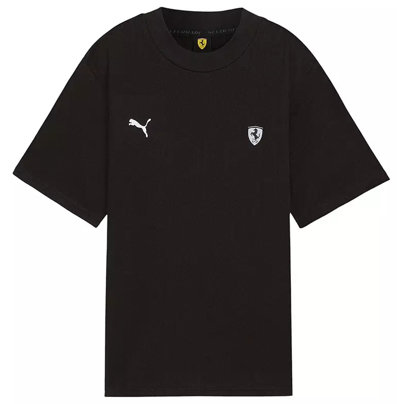 PUMA/彪马女士T恤运动短袖半截袖法拉利赛车服吸汗透气黑色圆领