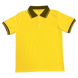 夏季新款男女中小学生校服上衣POLO衫学院风班服纯棉黄色短袖