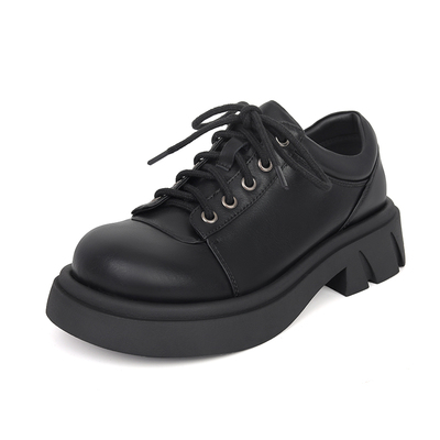 达芙妮复古棕色小皮鞋英伦风