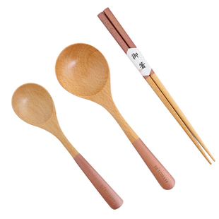 多彩手柄木勺创意弯柄小勺长柄实木汤勺家用勺子粥勺饭勺汤匙调羹