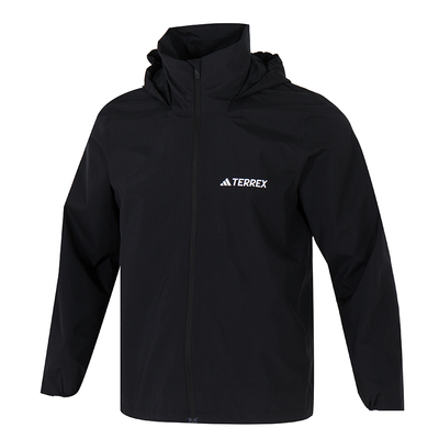 阿迪达斯正品连帽外套男装秋季新款CLIMAPROOF雨衣夹克运动休闲服