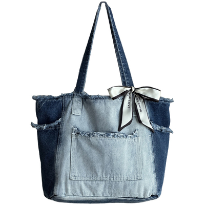 喜凡你简约通勤水洗牛仔托特包