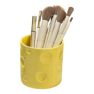 轻奢陶瓷收纳筒高颜值桌面梳妆台宿舍笔筒化妆刷口红眼影收纳桶