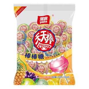 雅客棒棒糖天天棒糖果味棒批发儿童喜糖零食可乐味棉花糖桶装草莓