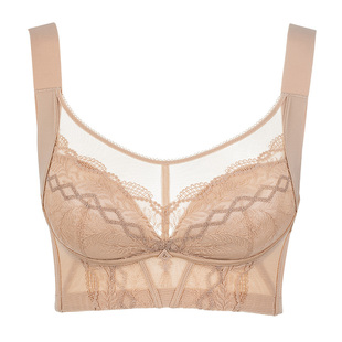 奥丝蓝黛蕾丝内衣女大胸显小薄棉杯聚拢收副乳捧有圈调整文胸9004