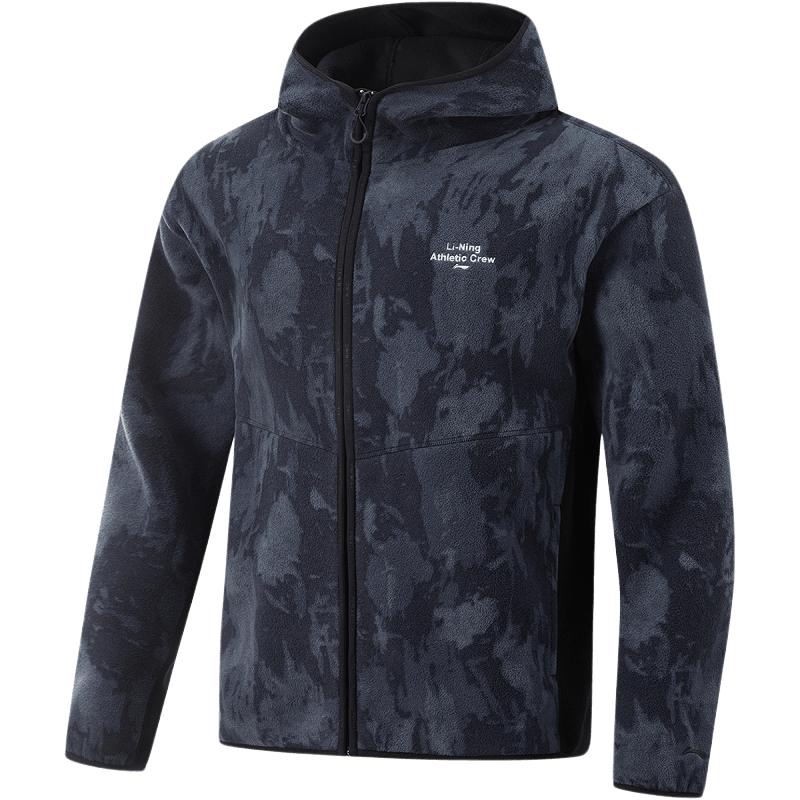 李宁摇粒绒外套男迷彩加厚上衣夹克防风户外冲锋衣内胆保暖抓绒衣