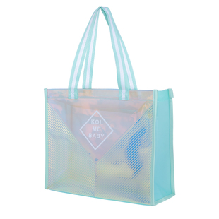大容量单肩包托特包干湿分离游泳包透明沙滩包手提包镭射果冻包女
