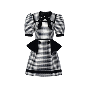 【Angelababy同款】lefame拉飞姆2026早春千鸟格连衣裙