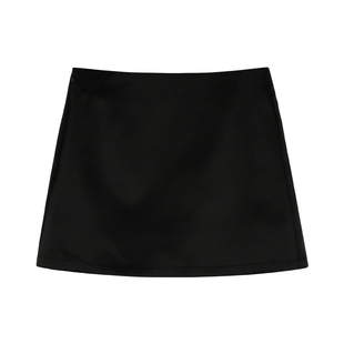 辰米范 美式缎面低腰半身裙女夏季黑色短款修身包臀裙辣妹a字短裙