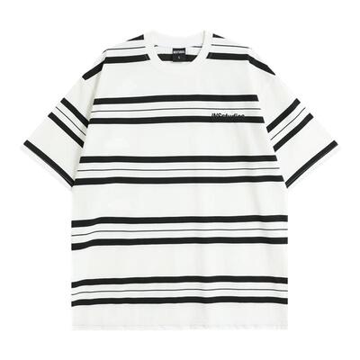 INSstudios刺绣LOGO复古条纹短袖