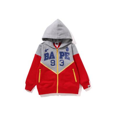 BAPE童装秋冬字母印花拼色帽卫衣