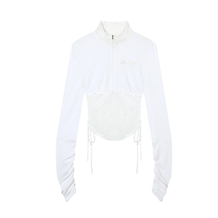 ChillSweet超糖 原创设计感上衣蕾丝拼接短外套防晒服打底两件套