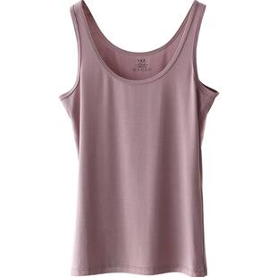 STW简约莫代尔女士背心舒适环保U领宽松打底吊带上衣无袖外穿内搭