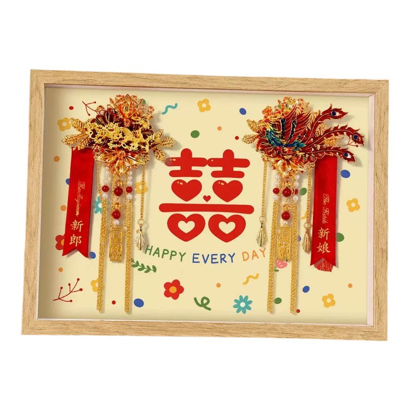 婚庆龙凤胸花中空3cm相框一对