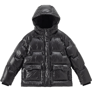 英氏儿童羽绒服白鹅绒冬季保暖防风连帽外套男童女童潮流户外纯色