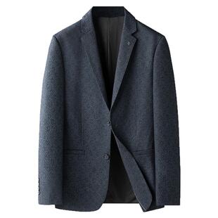 百胜狐挺括商务宽松高智感西服加肥加大码男士胖子显瘦休闲外套