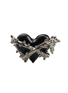 辣妹朋克个性爱心荆棘戒指食指戒