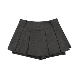 eihey诶嘿秋冬韩系百搭显瘦百褶A字裙裤半身短裙女蕾丝木耳边裙帘