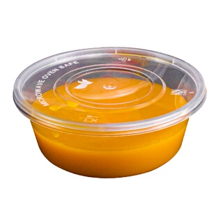 打包盒带盖圆形1000/1250/1500/1750ml一次性碗带盖塑料餐盒芋圆