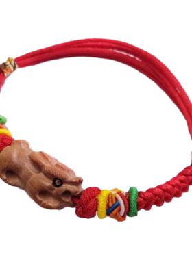 桃木貔貅本命年护岁红绳平安手链