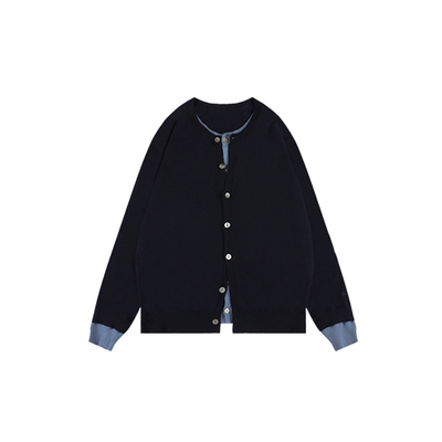 散养文化假两件内搭针织衫外套女