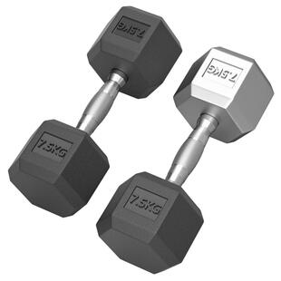 六角哑铃男士健身家用男生宿舍包胶纯钢实心电镀5/10/20/50kg一对