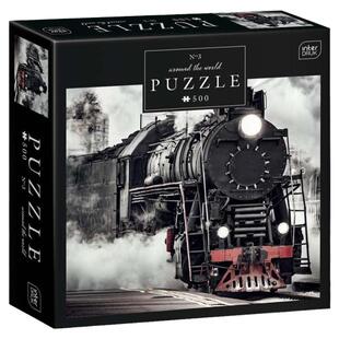 新款包邮 Interdruk波兰进口益智拼图 火车蒸汽机车500片黑白减压