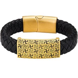 黄金万字纹手镯男士黑金国潮风男款佛学手牌足金手链送男朋友礼物