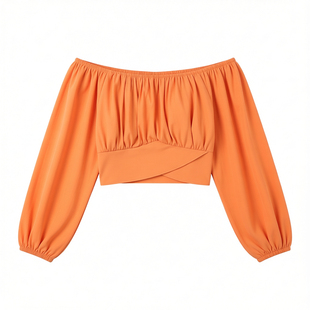 One collar lantern sleeve top  女士长袖露肩一字领灯笼袖上衣