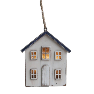 YBOX创意木制小屋圣诞发光小挂件礼品文创复古工艺品摆件手工艺品