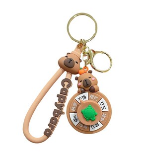 卡皮巴拉转转乐搞怪钥匙扣可爱水豚转盘上学发疯背包挂件男女潮玩