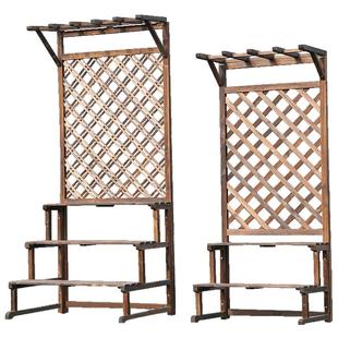 多层阶梯花架组装原防腐木杉木田园吊兰爬藤网格落地楼梯置物多层