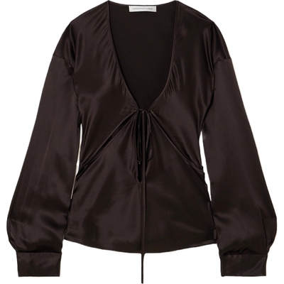 CHRISTOPHER ESBER 春夏女士系带细节挖剪丝缎上衣